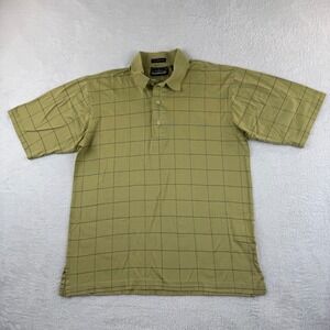 Outer Banks Polo Shirt Mens Small Olive Green Windowpane Check Mercerized Cotton